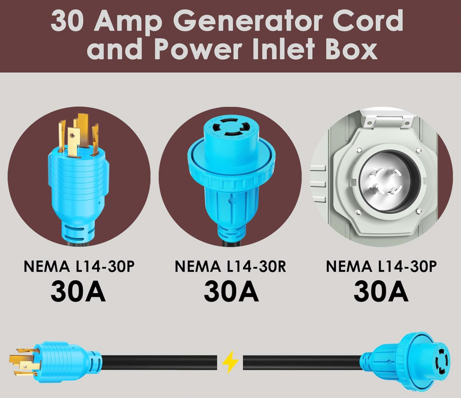 Extension Cord and Inlet Box with Locking Connector