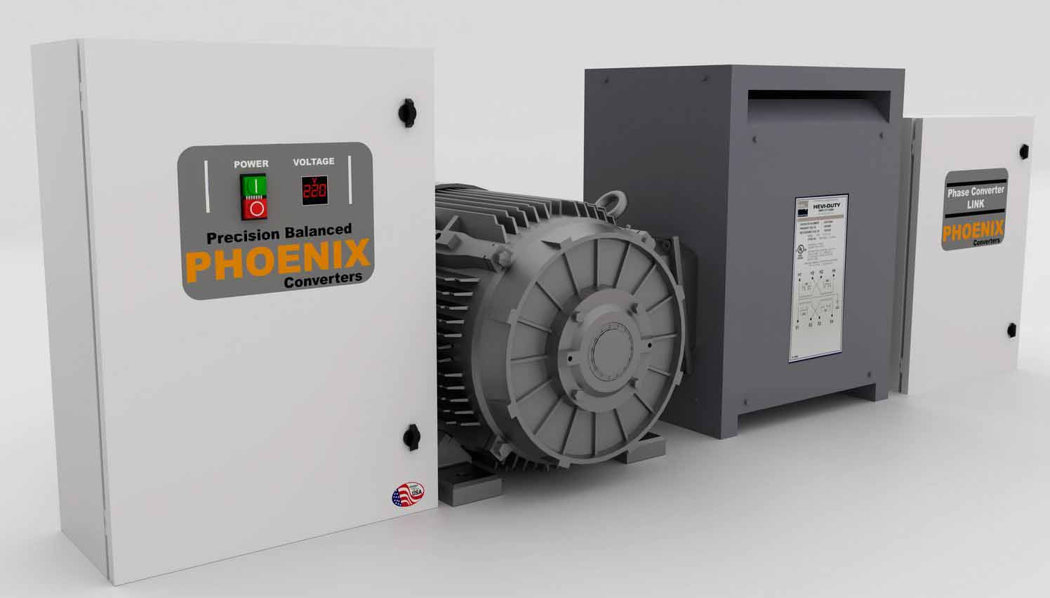 100 HP Phase Converter - Single Phase 230V to 460V Three Phase with Automatic Link Box